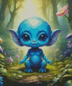 Baby Blue Alien Diamond Painting