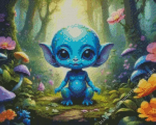 Baby Blue Alien Diamond Painting