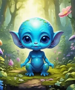 Baby Blue Alien Diamond Painting