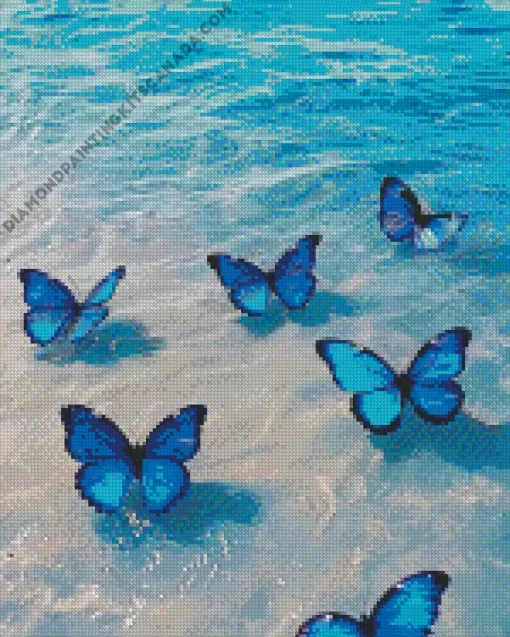 Blue And Black Butterflies In Sea Diamond Painting