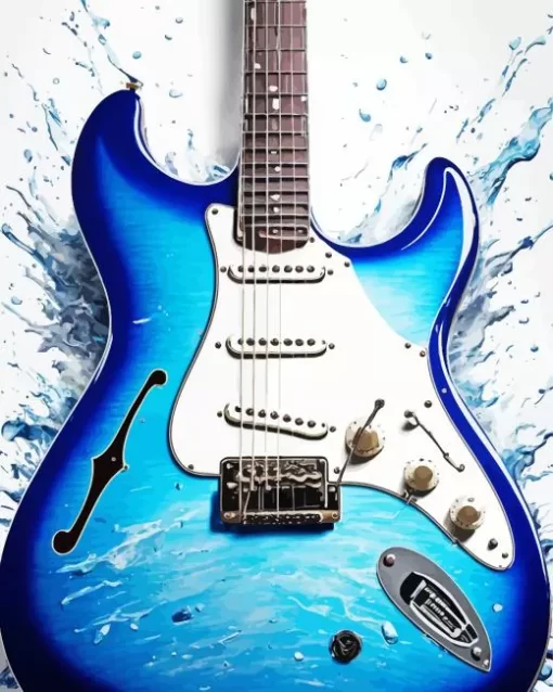 Blue Electric Guitar Diamond Painting