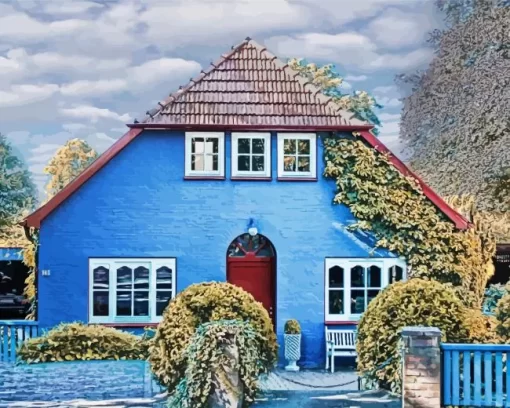 Blue House Diamond Painting