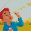 Cartoon Boy Blowing Bubble Art Diamond Painting