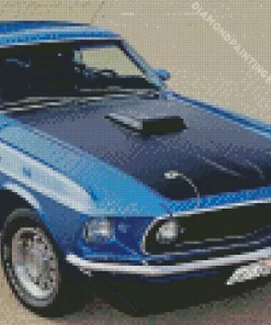 Dark Blue 60s Mustang Diamond Painting