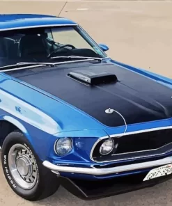 Dark Blue 60s Mustang Diamond Painting