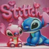 Disney Blue And Pink Stitch Diamond Painting