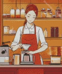 Female Barista Diamond Painting