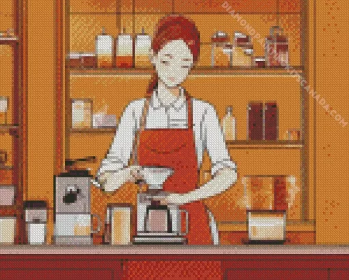 Female Barista Diamond Painting