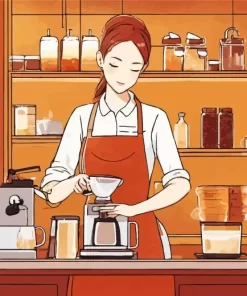 Female Barista Diamond Painting