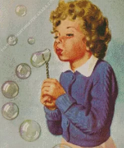 Girl Blowing Bubble Art Diamond Painting