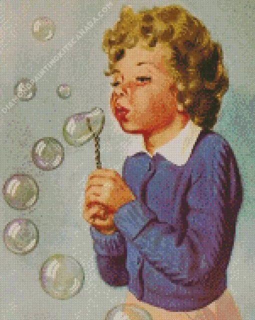 Girl Blowing Bubble Art Diamond Painting