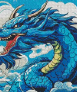 Illustration Blue Dragon Diamond Painting