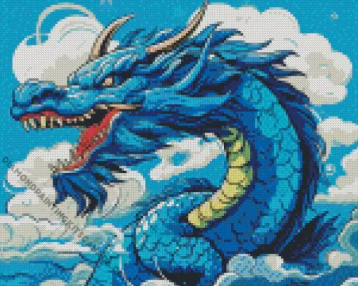 Illustration Blue Dragon Diamond Painting