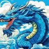 Illustration Blue Dragon Diamond Painting