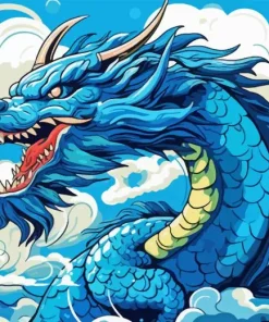 Illustration Blue Dragon Diamond Painting