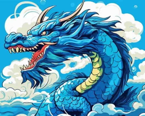 Illustration Blue Dragon Diamond Painting