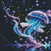 Magical Blue And Purple Jellyfish Diamond Painting