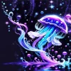 Magical Blue And Purple Jellyfish Diamond Painting