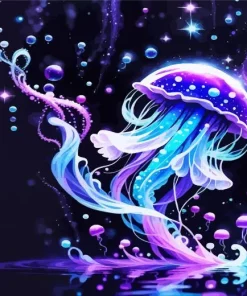 Magical Blue And Purple Jellyfish Diamond Painting