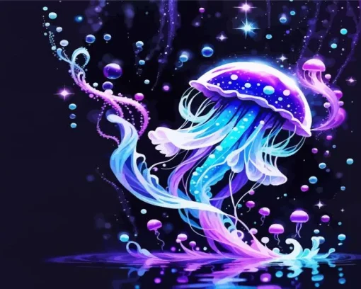 Magical Blue And Purple Jellyfish Diamond Painting