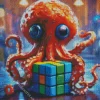 Octopus Playing With Rubiks Cube Diamond Painting