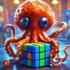 Octopus Playing With Rubiks Cube Diamond Painting