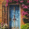 Old Blue Door Flowers Diamond Painting