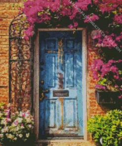 Old Blue Door Flowers Diamond Painting