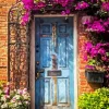 Old Blue Door Flowers Diamond Painting