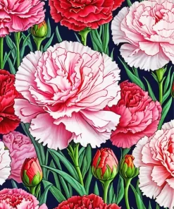 Pink And Red Blooming Carnation Diamond Painting