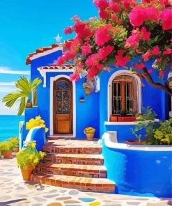 Seaside Blue House Diamond Painting