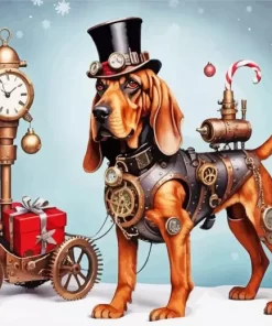 Steampunk Bloodhound Diamond Painting