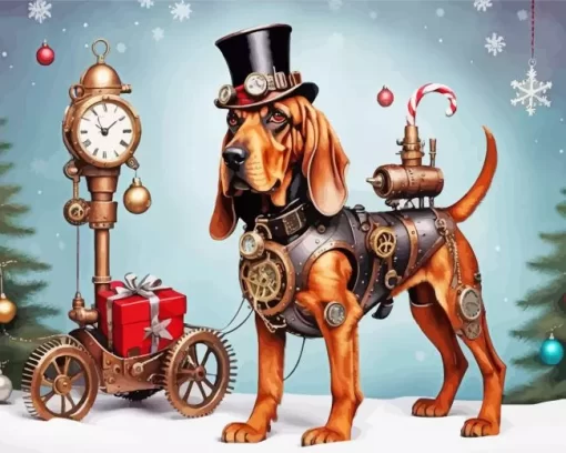 Steampunk Bloodhound Diamond Painting