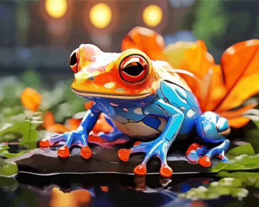 The Blue And Orange Frog Diamond Painting