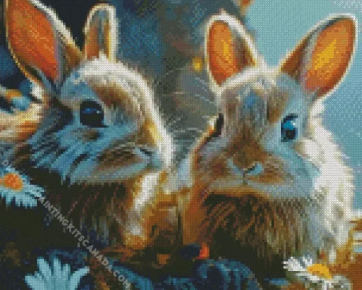 Two Blonde Bunnies Diamond Painting