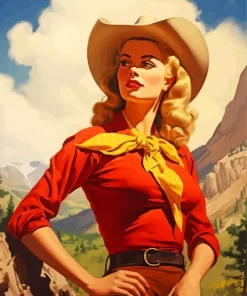 Vintage Blonde Cowgirl Diamond Painting