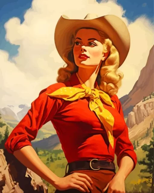 Vintage Blonde Cowgirl Diamond Painting