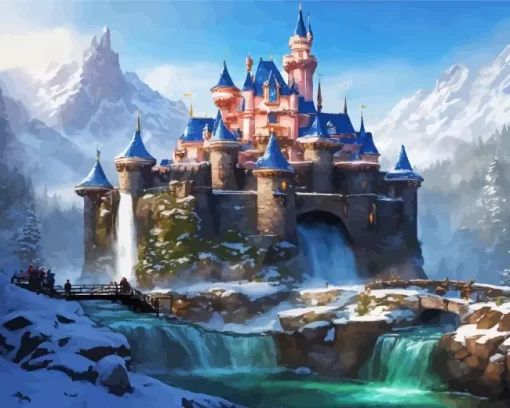 Aesthetic Fantasy Mountain Castle Diamond Painting