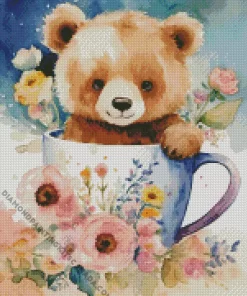 Aesthetic Flowers And Teddy Bear Diamond Painting