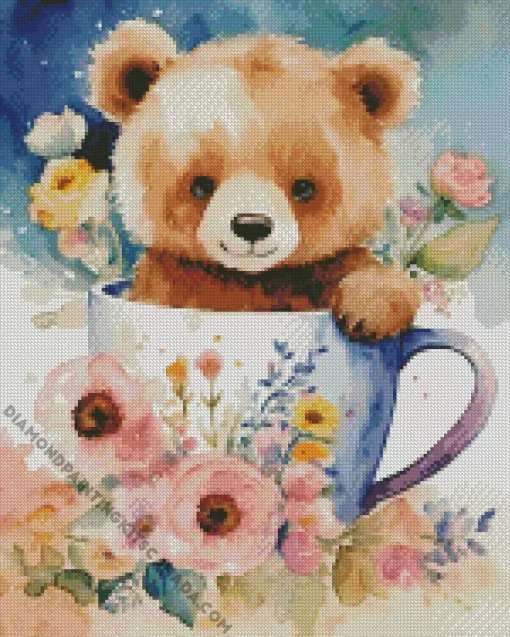 Aesthetic Flowers And Teddy Bear Diamond Painting