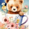 Aesthetic Flowers And Teddy Bear Diamond Painting