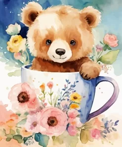 Aesthetic Flowers And Teddy Bear Diamond Painting