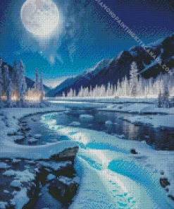 Aesthetic Forest Winter Night Diamond Painting