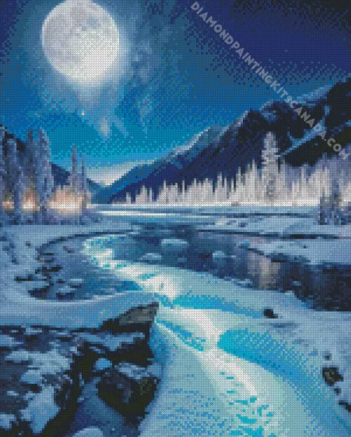 Aesthetic Forest Winter Night Diamond Painting