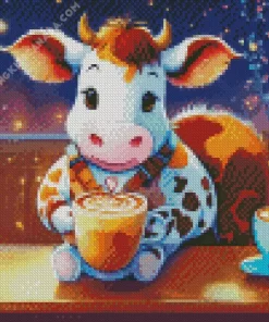 Baby Brown And White Cow Diamond Painting