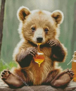 Bear Eating Honey Diamond Painting