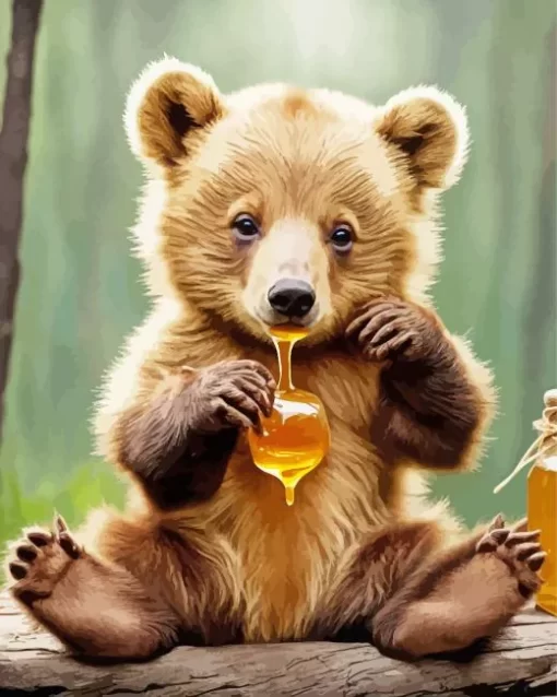 Bear Eating Honey Diamond Painting