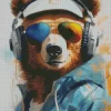 Bear With Headphones Diamond Painting