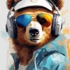 Bear With Headphones Diamond Painting