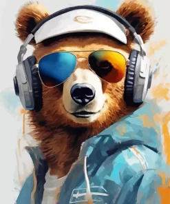 Bear With Headphones Diamond Painting